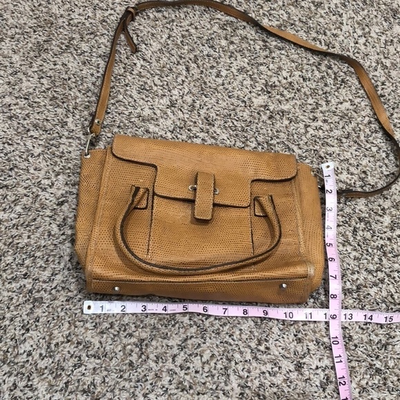 Prune Leather Purse Tan Ostrich Convertible Handbag - Picture 10 of 12